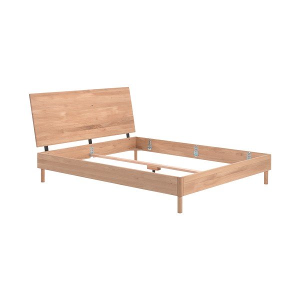 Zakonska postelja iz masivnega hrasta brez letvenega dna 160x200 cm v naravni barvi Forrest – Vipack-image-2