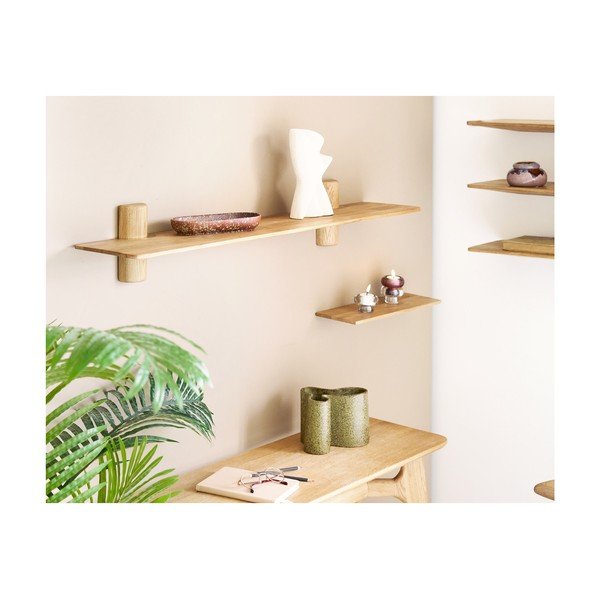 Polica iz masivnega hrasta v svetli naravni barvi 110 cm Calcata – House Nordic-image-1