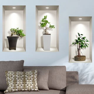 3 3D stenske nalepke Ambiance Bonsai Plants