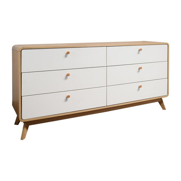 Bela nizka komoda v hrastovem dekorju 150x74 cm Caitlin – Støraa-image-4