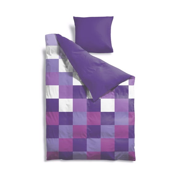 Razširjeno posteljno perilo Purple Pixel, 140x220 cm