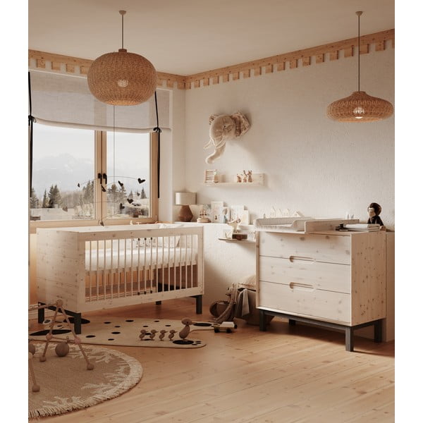 Bela nizka otroška komoda iz masivnega bora 100x91 cm Country – Pinio-image-1