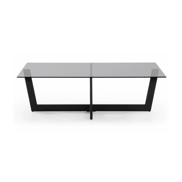 Črna klubska mizica s stekleno mizno ploščo 70x120 cm Plam – Kave Home