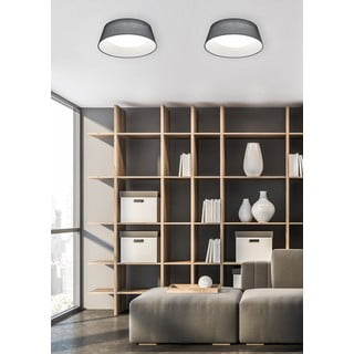 Črna LED stropna svetilka s tekstilnim senčilom Ponts – Trio