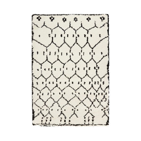 Belo-črna preproga Mint Rugs Allure Ronno White, 80 x 150 cm