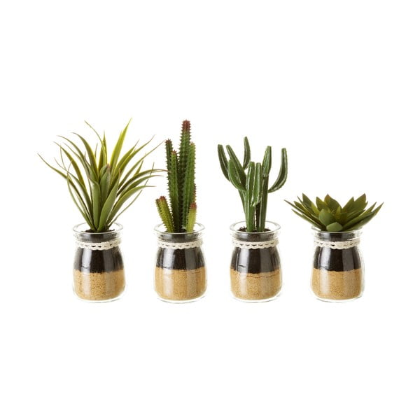 Umetne rastline v kompletu 4 ks (višina 18 cm) Cactus – Casa Selección