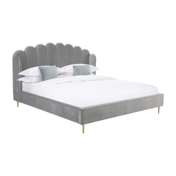 Siva oblazinjena postelja Westwing Collection Glamour, 160 x 200 cm