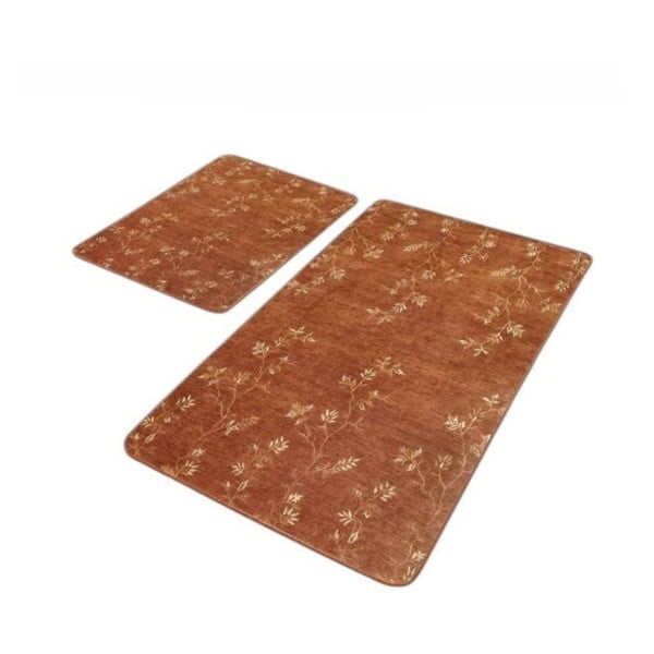 Rjave žametne kopalniške preproge v kompletu 2 ks 60x100 cm – Mila Home