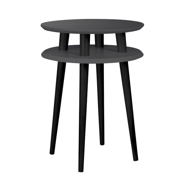 Grafitno siva stranska mizica s črnimi nogami Ragaba UFO, Ø 45 cm