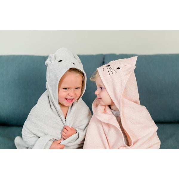 Siva bombažna otroška brisača s kapuco 76x76 cm Rabbit – Kindsgut-image-1