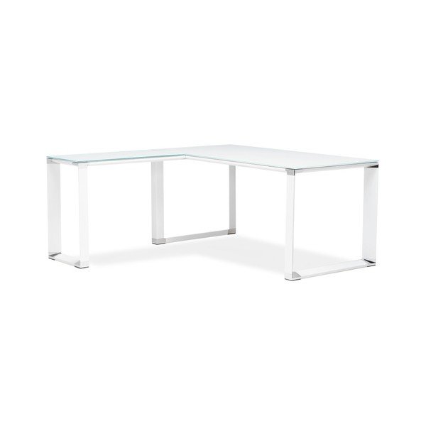 Bela kotna pisalna miza s steklenim vrhom Kokoon Warner-image-2