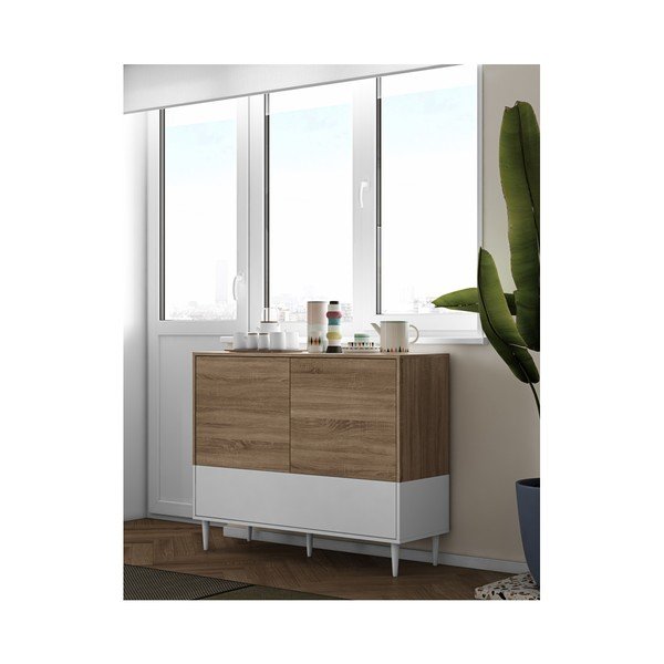 Nizka komoda z vrati iz hrastovega lesa TemaHome Horizon-image-3