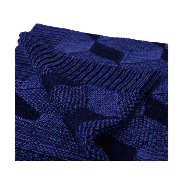 Temno modra bombažna odeja Clen, 130 x 170 cm-image-1