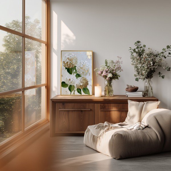 Tiskana slika z okvirjem 60x90 cm Hydrangea – Styler-image-1