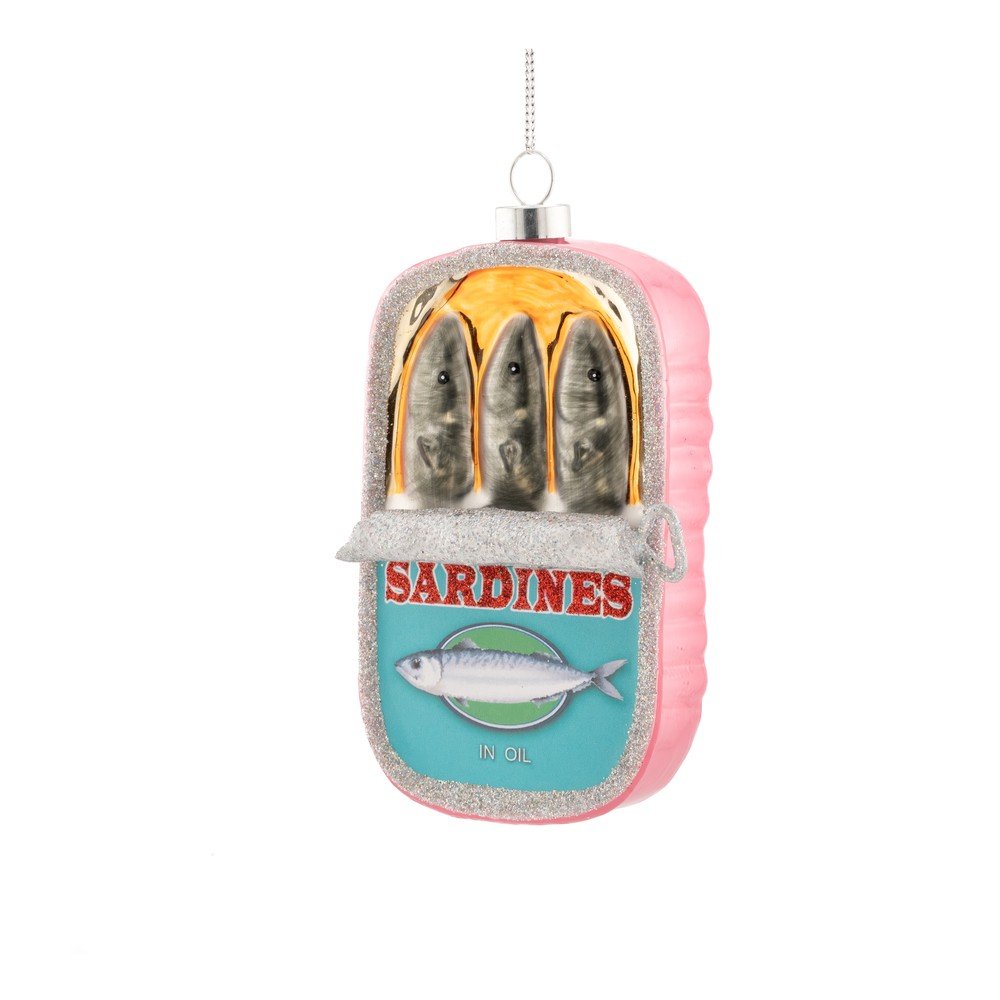 Steklen okrasek za jelko 7 cm Can of Sardines