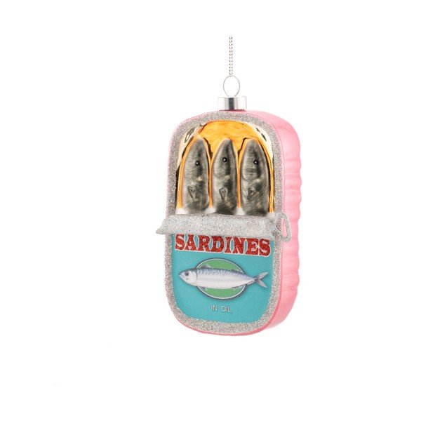 Steklen okrasek za jelko 7 cm Can of Sardines – Sass & Belle