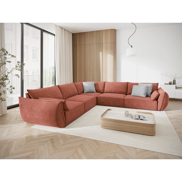 Rdeč kotni kavč (obojestranski) Vanda - Mazzini Sofas-image-1