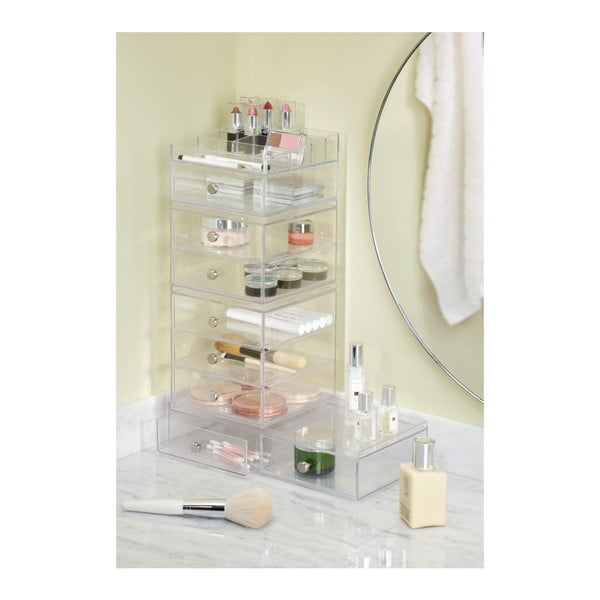 Prozoren organizator s 3 predali iDesign Drawers, višina 18 cm-image-3