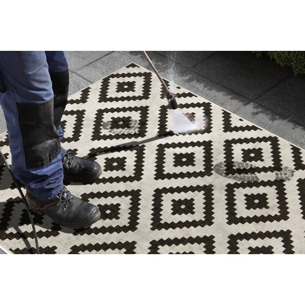 Črna-krem zunanja preproga NORTHRUGS Malta, 160 x 230 cm-image-1