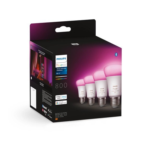 LED žarnice E27, 9 W v kompletu 4 ks White and color ambiance – Philips Hue-image-2