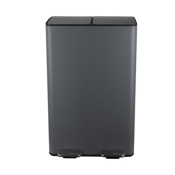 Temno siv jeklen koš za smeti za ločevanje odpadkov s pedalom 2x30 l Aliya – Spirella-image-4