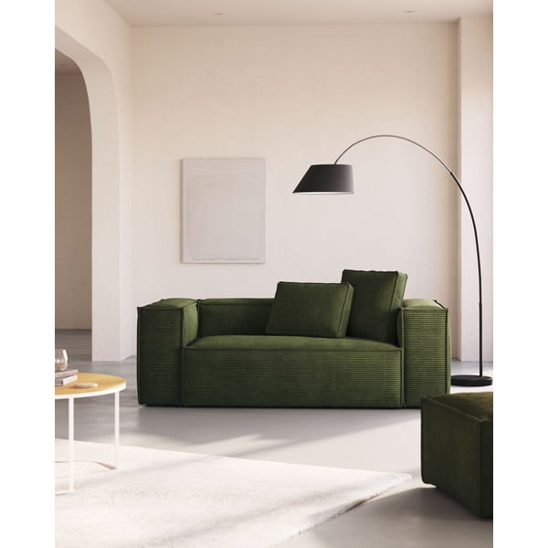 Črna stoječa svetilka s tekstilnim senčilom (višina 189 cm) May – Kave Home-image-1