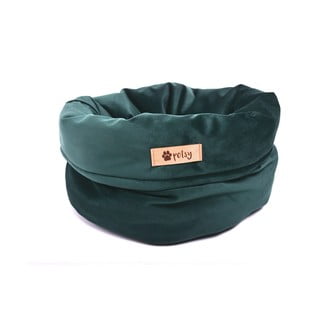 Temno zelena žametna postelja ø 40 cm Basket Royal - Petsy