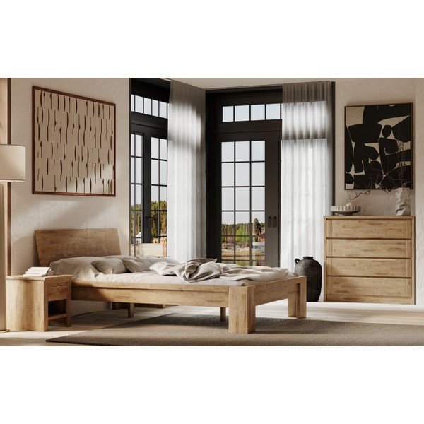 Rjava nizka komoda iz masivnega hrasta 105x96 cm Timo – Olivia Living-image-4