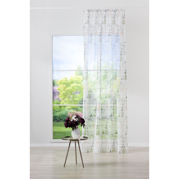Bela/siva prosojna zavesa 140x245 cm Tour – Mendola Fabrics-image-1