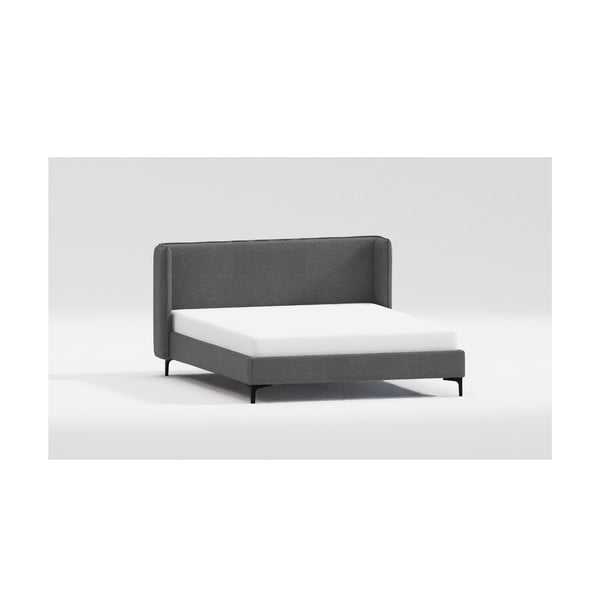 Temno siva oblazinjena zakonska postelja z letvenim dnom 180x200 cm Basti – Ropez-image-4