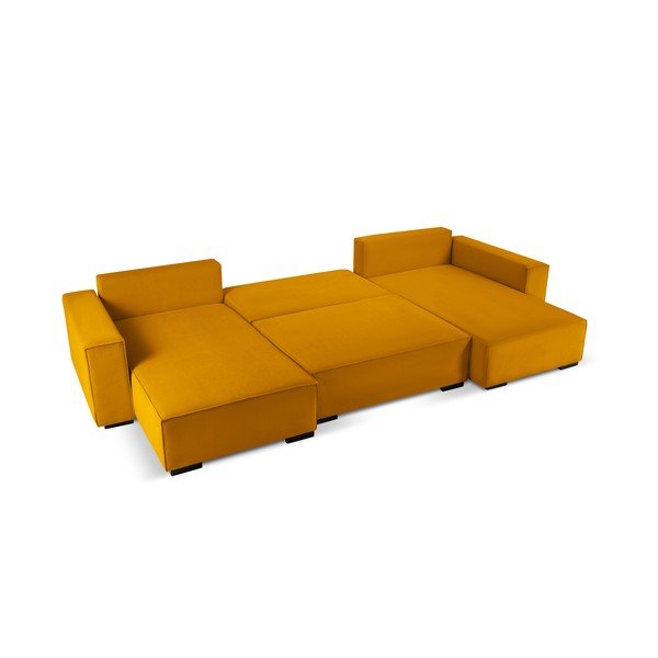 Rumena raztegljiva sedežna garnitura v U obliki Mazzini Sofas Azalea-image-3