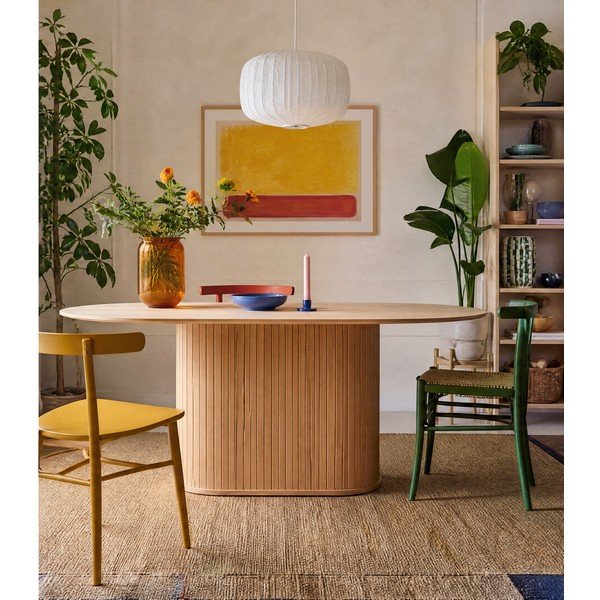 Jedilna miza z mizno ploščo v hrastovem dekorju 95x180 cm Nola – Unique Furniture-image-3