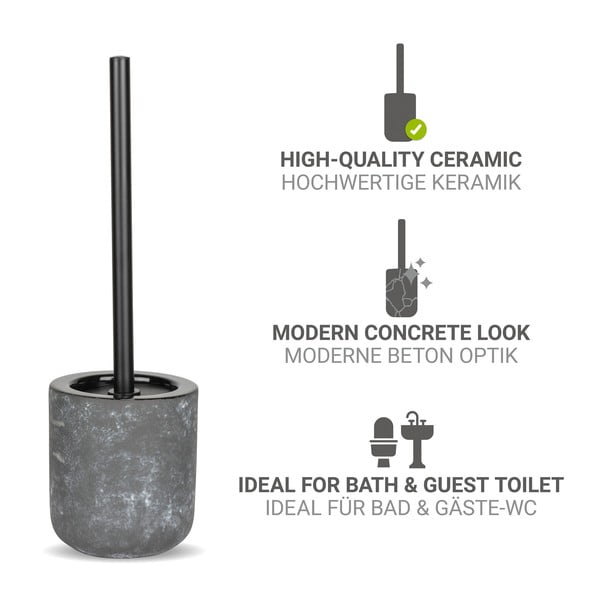 Siva keramična WC ščetka Sacile – Wenko-image-2