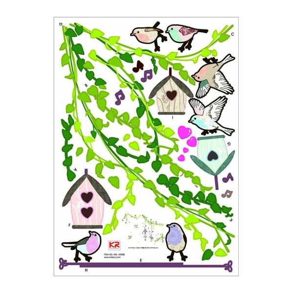 Komplet stenskih nalepk Ambiance Ptičje kletke v gozdu-image-2