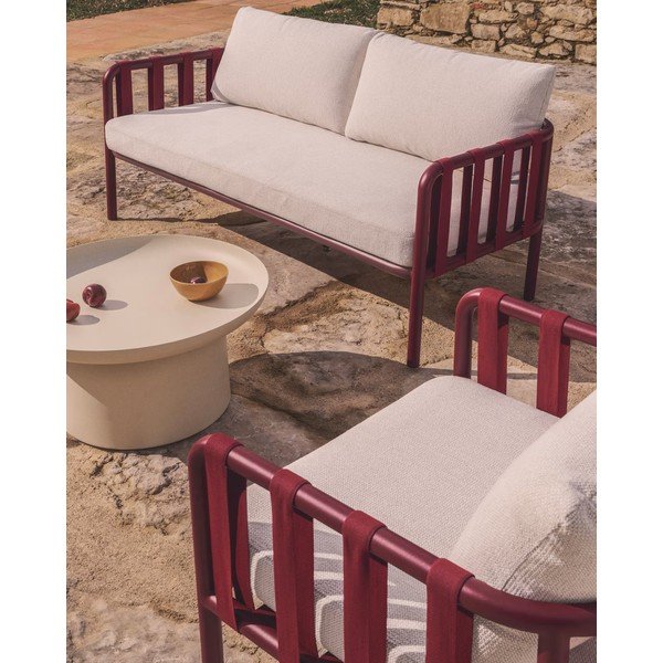Rdeča/bež aluminijasta vrtna garnitura za 4 osebe Omala – Kave Home-image-2