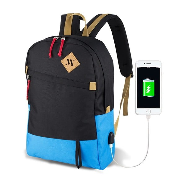 Črno-turkizni nahrbtnik z vhodom USB My Valice FREEDOM Smart Bag