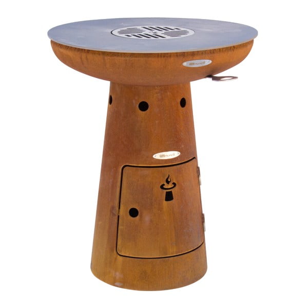 Rjav zunanji žar na drva Remundi Nero S, višina ø 62 cm