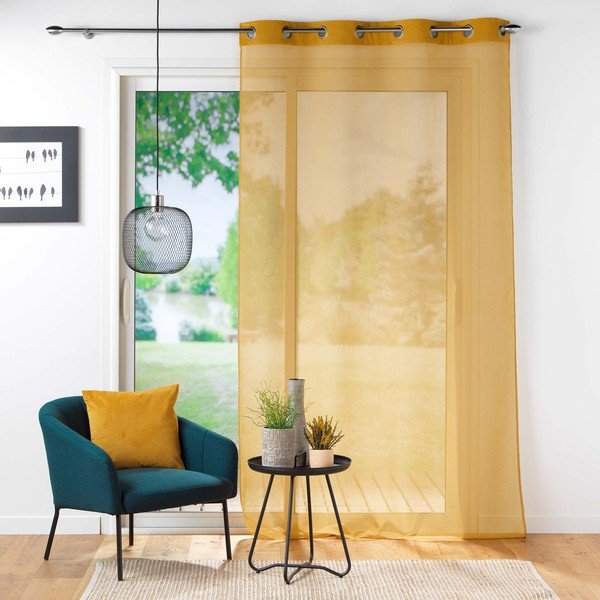 Rumena prosojna zavesa iz tančice 140x240 cm Casual – douceur d'intérieur-image-2
