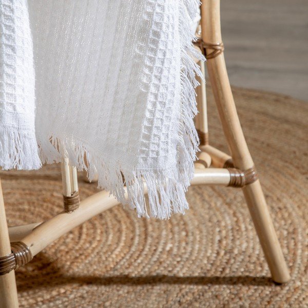 Belo pregrinjalo iz recikliranega bombaža 260x280 cm Honeycomb – Ixia-image-1