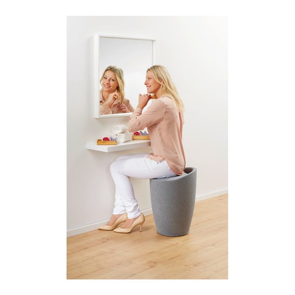 Svetlo siv koš za perilo in stolček v enem Wenko Linen Look, 20 l-image-1