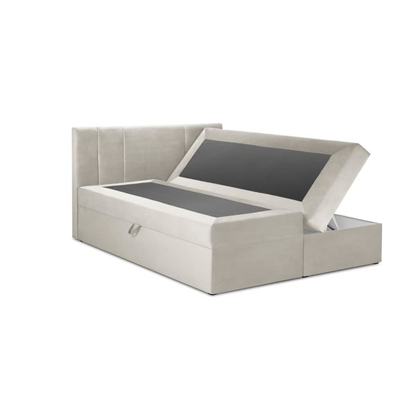 Bež žametna zakonska postelja Mazzini Beds Afra, 200 x 200 cm-image-2