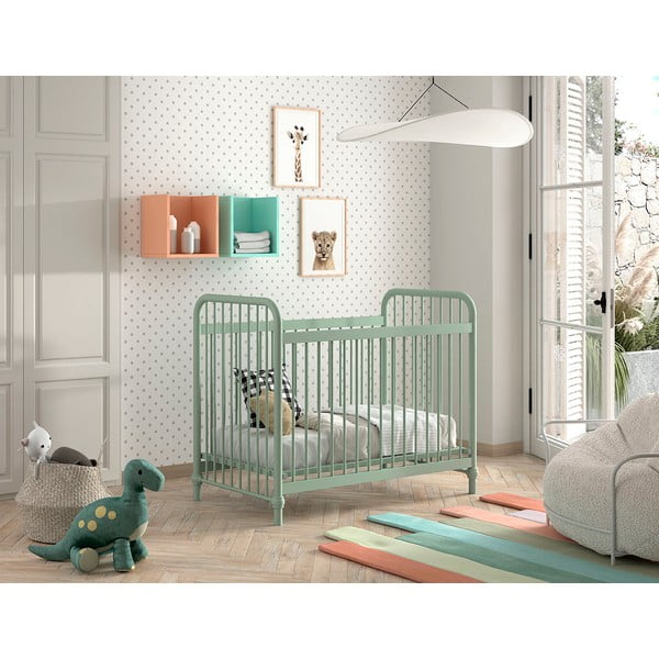 Zelena kovinska otroška posteljica 60x120 cm BRONXX – Vipack-image-3