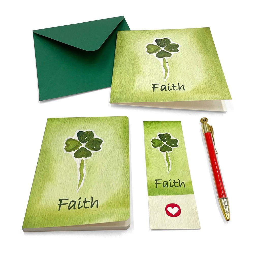 Darilni komplet za pisanje z voščilnico Four-Leaf Clover