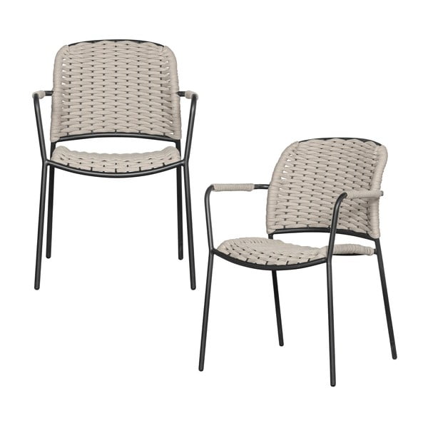 Črno-bež kovinski vrtni stoli v kompletu 2 ks Taku – Exotan-image-1