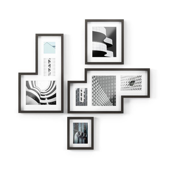 Črni plastični stenski okvirji v kompletu 4 ks 69x38 cm Mingle – Umbra-image-2