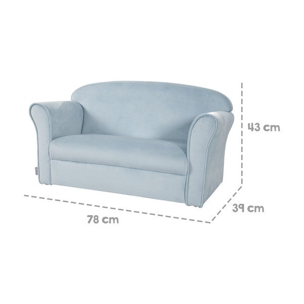Svetlo modra žametna otroška sedežna garnitura 78 cm Lil Sofa – Roba-image-4