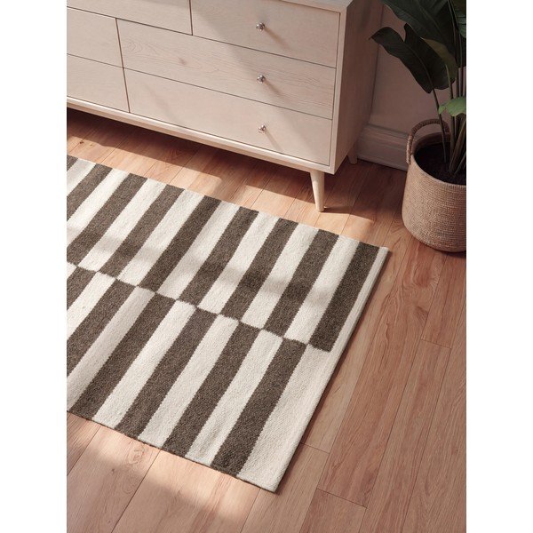 Bela/rjava obojestranska/ročno tkana volnena preproga 80x150 cm Vika – Hanse Home-image-2