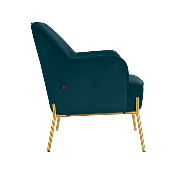 Zeleno-moder žametni fotelj Runa - Støraa -image-1