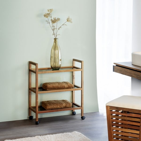 Črna/naravna kopalniška polica iz masivne akacije 65x76,5 cm Fondi – Wenko-image-1