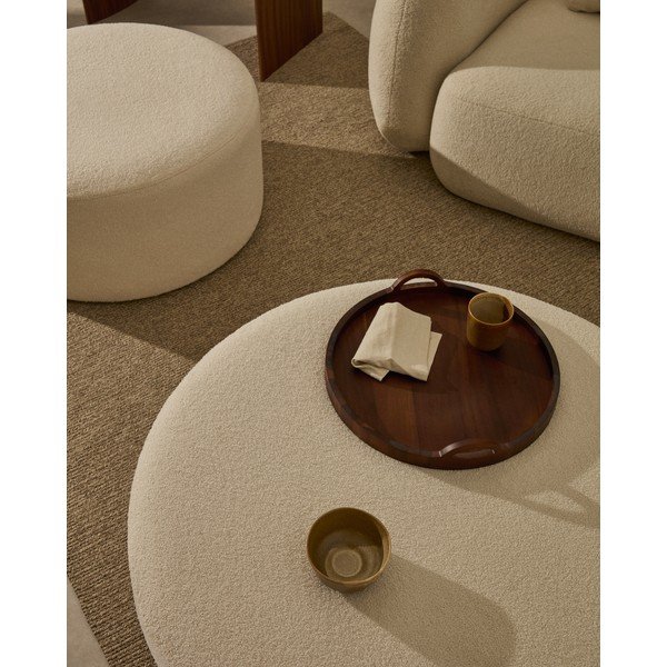 Kremno bel tabure iz tkanine bouclé Kaeli – Kave Home-image-2